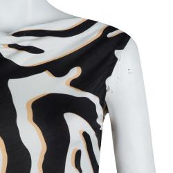 Pre Owned Diane Von Furstenberg Printed Jersey Ruched Glasmary Dress M