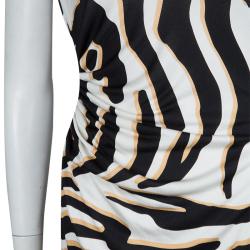 Pre Owned Diane Von Furstenberg Printed Jersey Ruched Glasmary Dress M