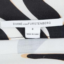 Pre Owned Diane Von Furstenberg Printed Jersey Ruched Glasmary Dress M