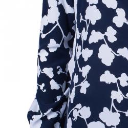 Pre Owned Diane Von Furstenberg Lorelei Orchid Print Silk Shirt L