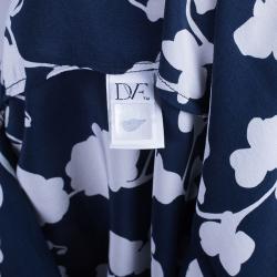 Pre Owned Diane Von Furstenberg Lorelei Orchid Print Silk Shirt L