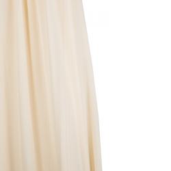 Pre Owned Diane Von Furstenberg Beige Silk Willemma Crystal Embellished Halter Gown M