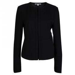 Pre Owned Diane Von Furstenberg Black Knit Zip Front Rover Jacket XL