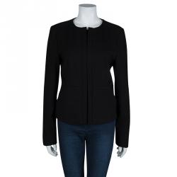 Pre Owned Diane Von Furstenberg Black Knit Zip Front Rover Jacket XL