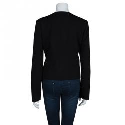 Pre Owned Diane Von Furstenberg Black Knit Zip Front Rover Jacket XL