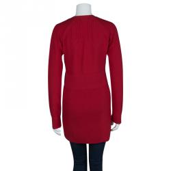 Pre Owned Diane Von Furstenberg Red Casita Long Buttondown Cardigan M