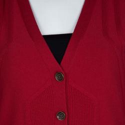 Pre Owned Diane Von Furstenberg Red Casita Long Buttondown Cardigan M