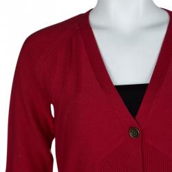 Pre Owned Diane Von Furstenberg Red Casita Long Buttondown Cardigan M