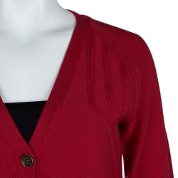Pre Owned Diane Von Furstenberg Red Casita Long Buttondown Cardigan M