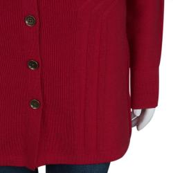 Pre Owned Diane Von Furstenberg Red Casita Long Buttondown Cardigan M