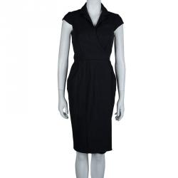 Pre Owned Diane Von Furstenberg Dark Grey Worsted Wool Griffith Wrap Dress M