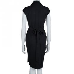 Pre Owned Diane Von Furstenberg Dark Grey Worsted Wool Griffith Wrap Dress M