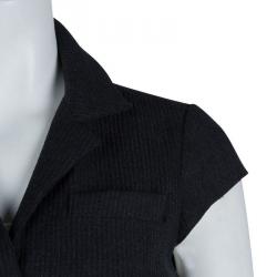Pre Owned Diane Von Furstenberg Dark Grey Worsted Wool Griffith Wrap Dress M