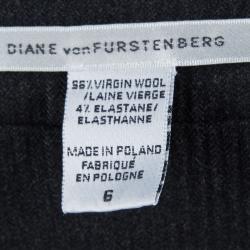 Pre Owned Diane Von Furstenberg Dark Grey Worsted Wool Griffith Wrap Dress M