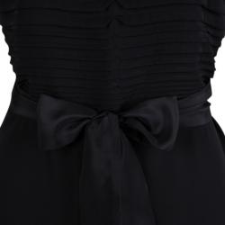 مملوكة مسبقًا Diane Von Furstenberg Black Silk Geometric Pleat Detail Sleeveless Belted Kimian Dress M