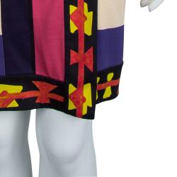 Pre Owned Diane Von Furstenberg MultiColor Printed Silk Jersey Gaucho Wrap Dress M