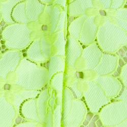 Pre Owned Diane Von Furstenberg Neon Green Floral Lace Warner Shift Dress M 