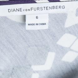 Pre Owned Diane Von Furstenberg Multicolor Printed Silk Jersey Draped Nobuko Dress M