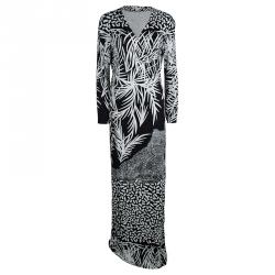 Pre Owned Diane Von Furstenberg Monochrome Printed Silk Jersey Georgina Wrap Dress XL