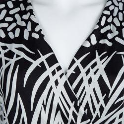 Pre Owned Diane Von Furstenberg Monochrome Printed Silk Jersey Georgina Wrap Dress XL