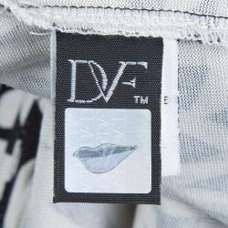 Pre Owned Diane Von Furstenberg Monochrome Printed Silk Jersey Georgina Wrap Dress XL