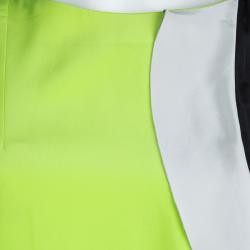 Pre Owned Diane von Furstenberg Colorblock Silk Ruffle Detail Sleeveless Shizuka Dress M