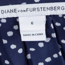 Diane von Furstenberg Navy Blue Printed Silk Sleeveless Jumpsuit M
