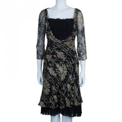 Pre Owned Diane Von Furstenberg Tamary Chiffon Printed Dress S