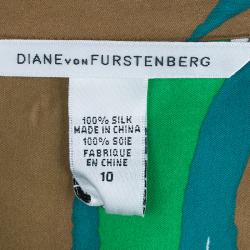 Pre Owned Diane Von Furstenberg Huahine Multicolor Shirt Knot Detail Dress L