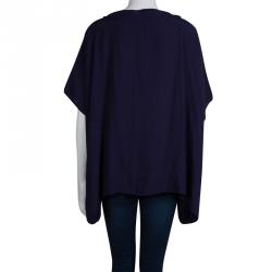 Pre Owned Diane von Furstenberg Navy Blue Oversized Beonica Top S 