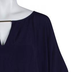 Pre Owned Diane von Furstenberg Navy Blue Oversized Beonica Top S 