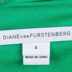 Pre Owned Diane Von Furstenberg Green Zarita Lace Dress S