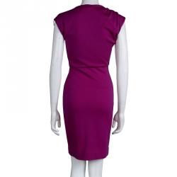 Pre Owned Diane Von Furstenberg Purple Wool Zip Detail Marchona Dress S