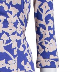 Pre Owned Diane von Furstenberg Blue Printed Silk Jersey Abigail Wrap Dress M