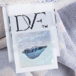 Pre Owned Diane von Furstenberg Blue Printed Silk Jersey Abigail Wrap Dress M