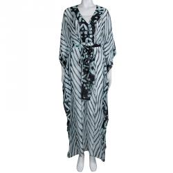 Pre Owned Diane von Furstenberg Multicolor Printed Silk Belted Nannushka Kaftan S