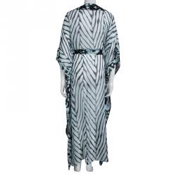 Pre Owned Diane von Furstenberg Multicolor Printed Silk Belted Nannushka Kaftan S