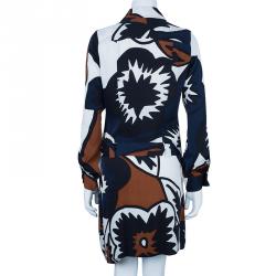 Pre Owned Diane Von Furstenberg Sheena Multicolor Silk Shirt Dress L