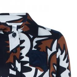 Pre Owned Diane Von Furstenberg Sheena Multicolor Silk Shirt Dress L