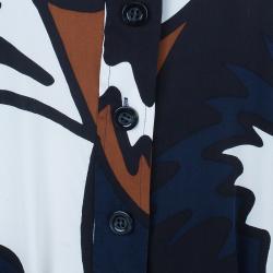 Pre Owned Diane Von Furstenberg Sheena Multicolor Silk Shirt Dress L