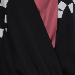 Pre Owned Diane von Furstenberg Monochrome Printed Silk Magnolia Dress L