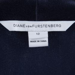 Diane von Furstenberg Navy Blue Margot Wrap Jumpsuit L