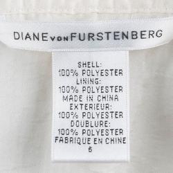 Pre Owned Diane von Furstenberg Cream Ruffle Detail Long Sleeve Matador Blouse M