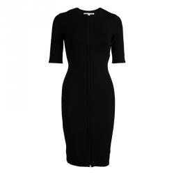 Pre Owned Diane von Furstenberg Black Knit Saturn Sheath Dress XS