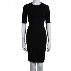 Pre Owned Diane von Furstenberg Black Knit Saturn Sheath Dress XS