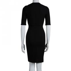 Pre Owned Diane von Furstenberg Black Knit Saturn Sheath Dress XS