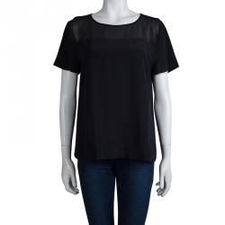 Pre Owned Diane von Furstenberg Black Silk Angela Top XL
