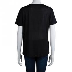 Pre Owned Diane von Furstenberg Black Silk Angela Top XL