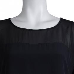 Pre Owned Diane von Furstenberg Black Silk Angela Top XL