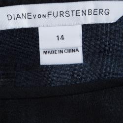 Pre Owned Diane von Furstenberg Black Silk Angela Top XL